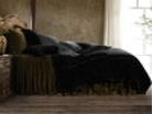 HiEnd Stella Faux Silk Velvet Bedspread Set, Green Ochre, 3PC