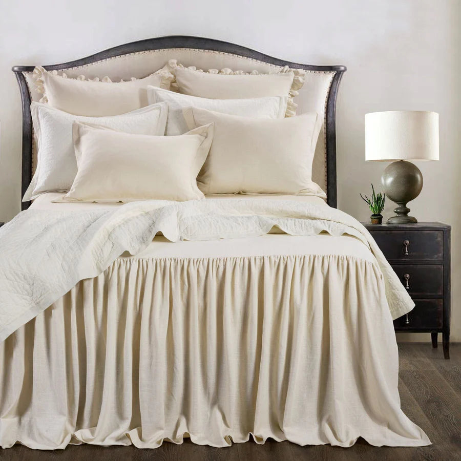 HiEnd Luna Washed Linen Bedspread Set, Light Taupe, 3PC