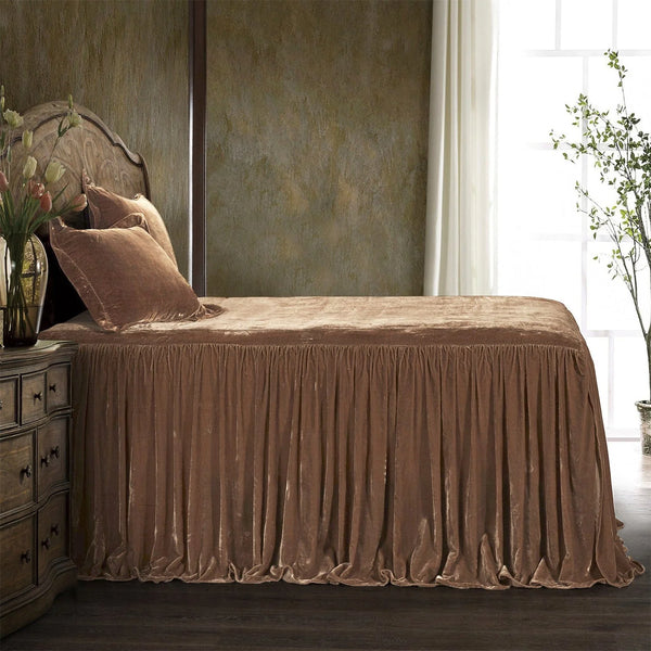 HiEnd Stella Faux Silk Velvet Bedspread Set, Dusty Rose, 3PC