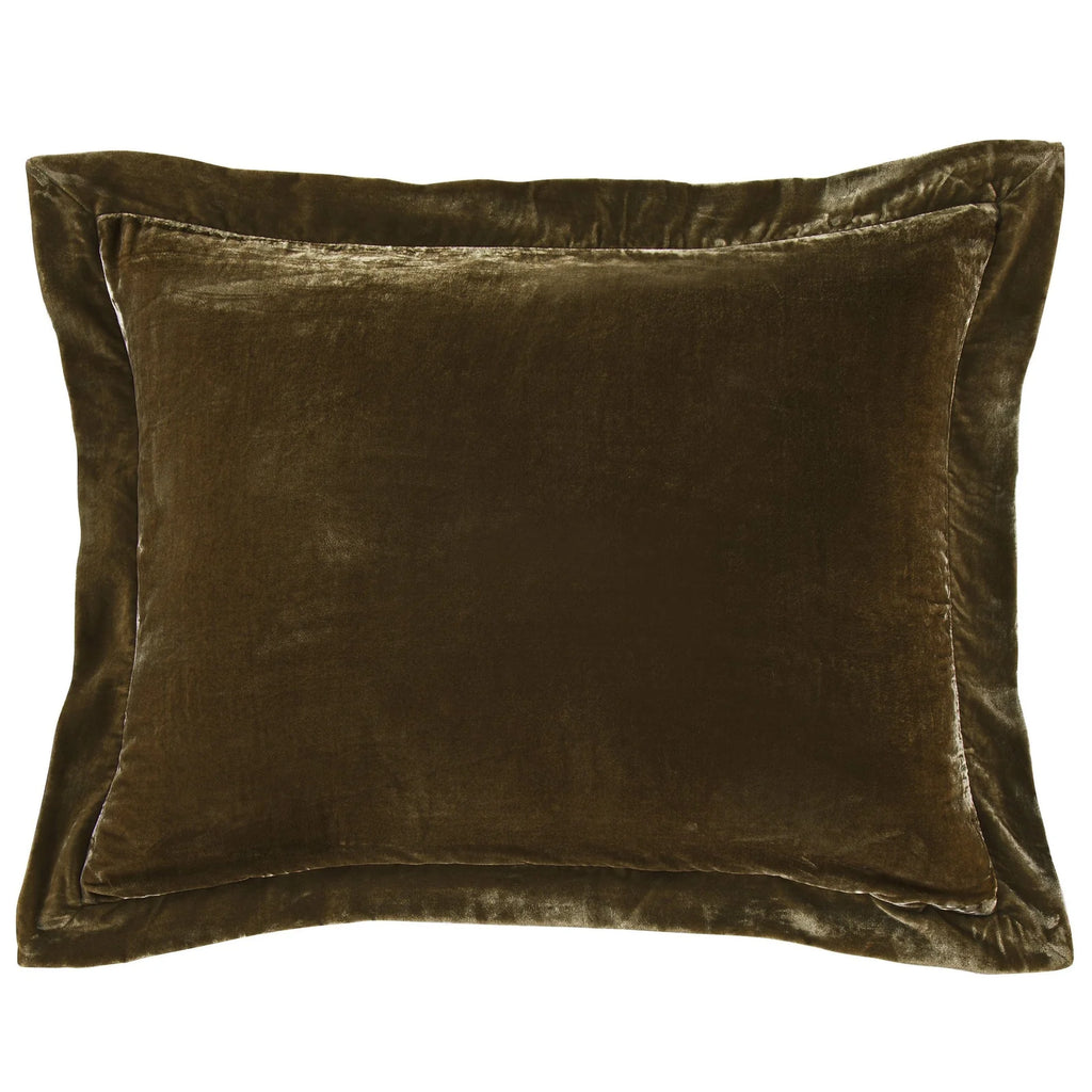 HiEnd Stella Faux Silk Velvet Flanged Dutch Euro Pillow, Fern Green, 1PC