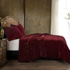 HiEnd Stella Faux Silk Velvet Quilt Set, Red, 3PC