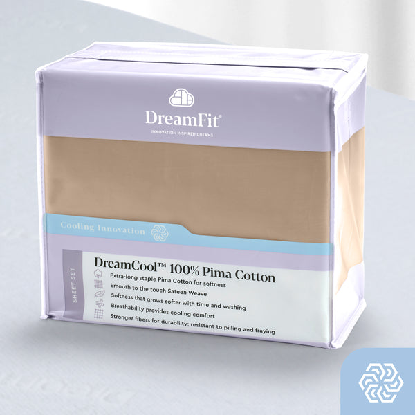 Dreamfit 3° Taupe 100% Pima Cotton Sheet Set-Hometex-Sleeping Giant