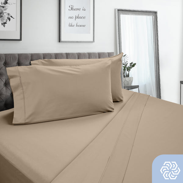 Dreamfit 3° Taupe 100% Pima Cotton Sheet Set-Hometex-Sleeping Giant